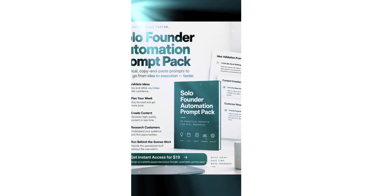 Solo Founder Automation Prompt Pack | Business | Heather WONCH