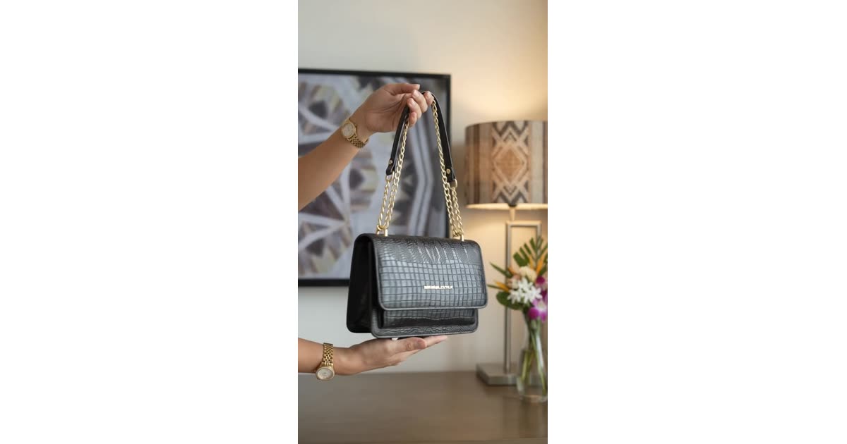 JOYOUS Alligator-Inspired Leather Sling Bag