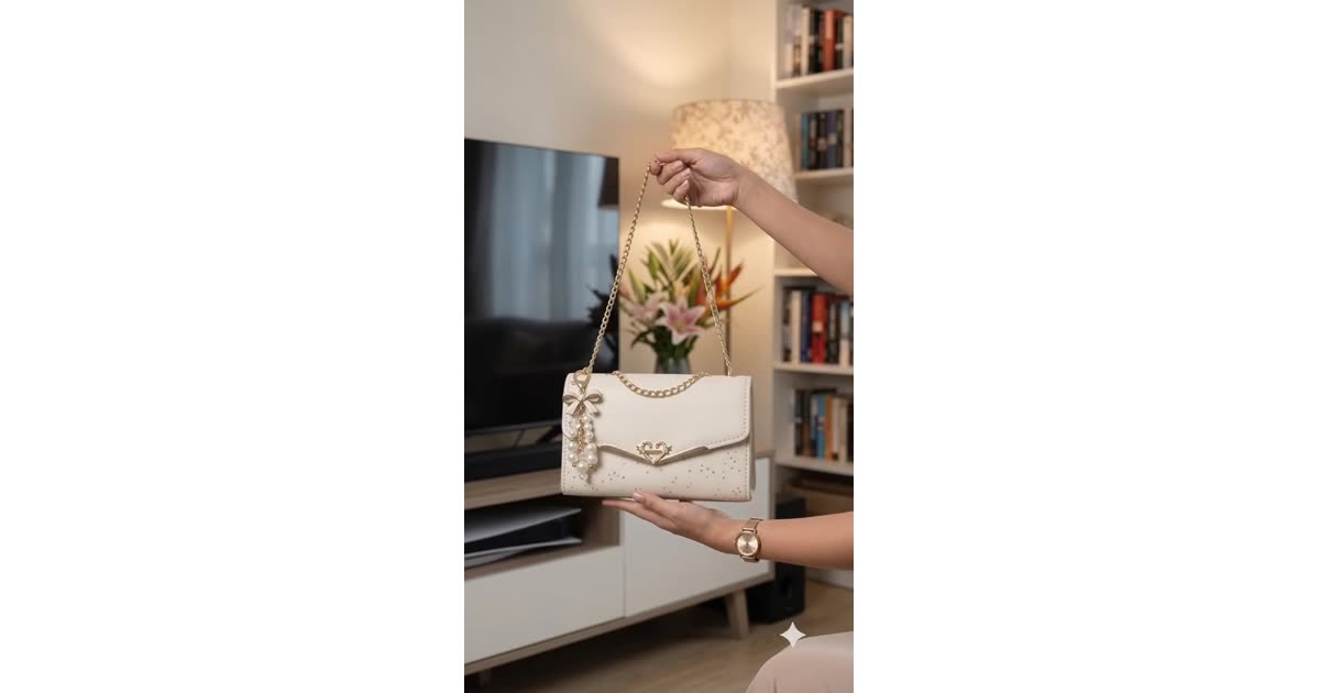White Pearl Crossbody Bag with Chain Strap | Fashion | Ramel Canales