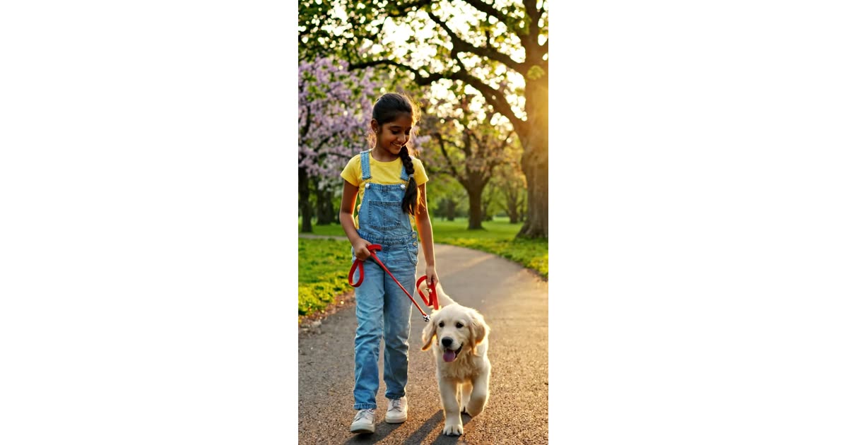 Girl and Golden Retriever Walking in Park | Lifestyle | NexusLearn