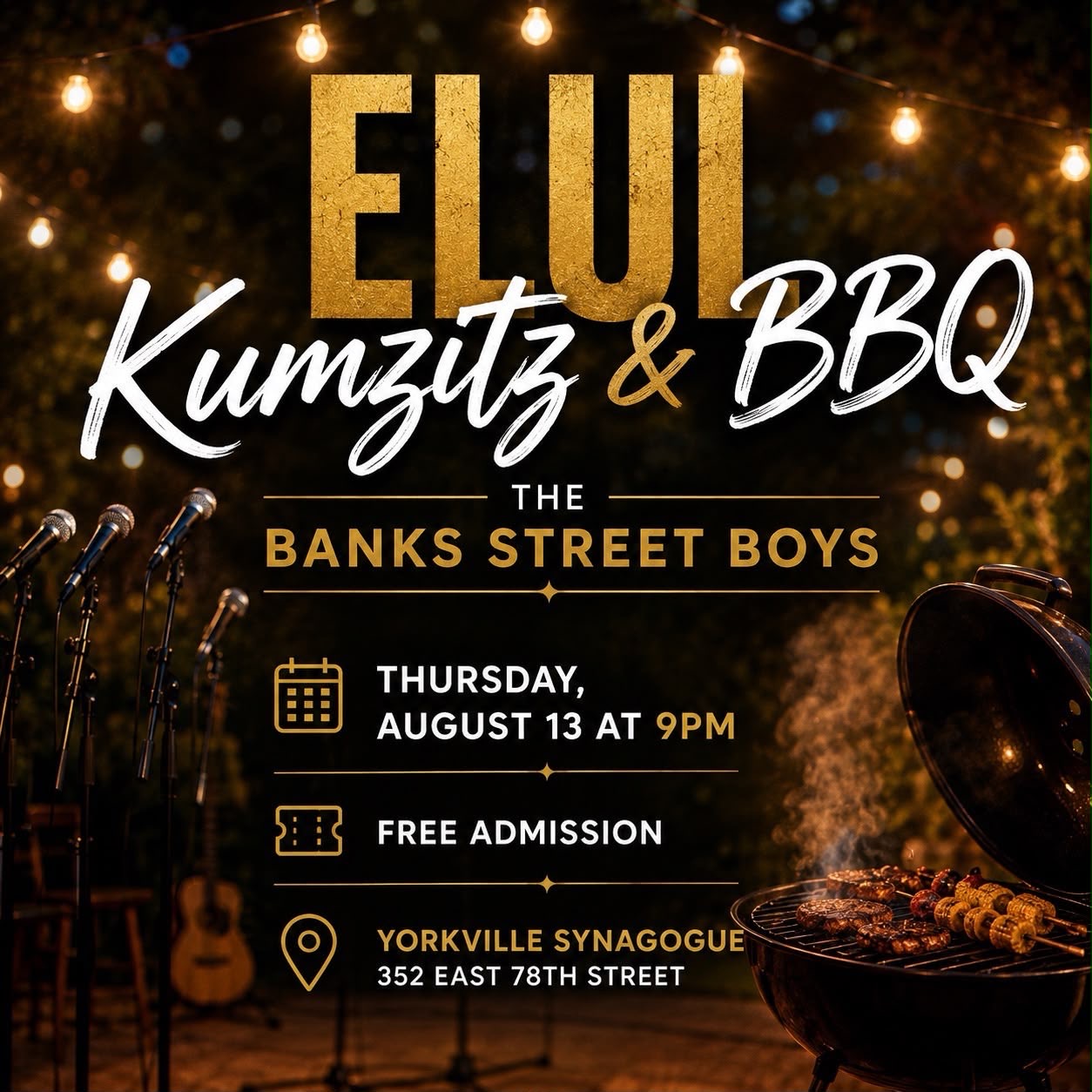 ELUL Kumzitz & BBQ with Banks Street Boys | YESODI