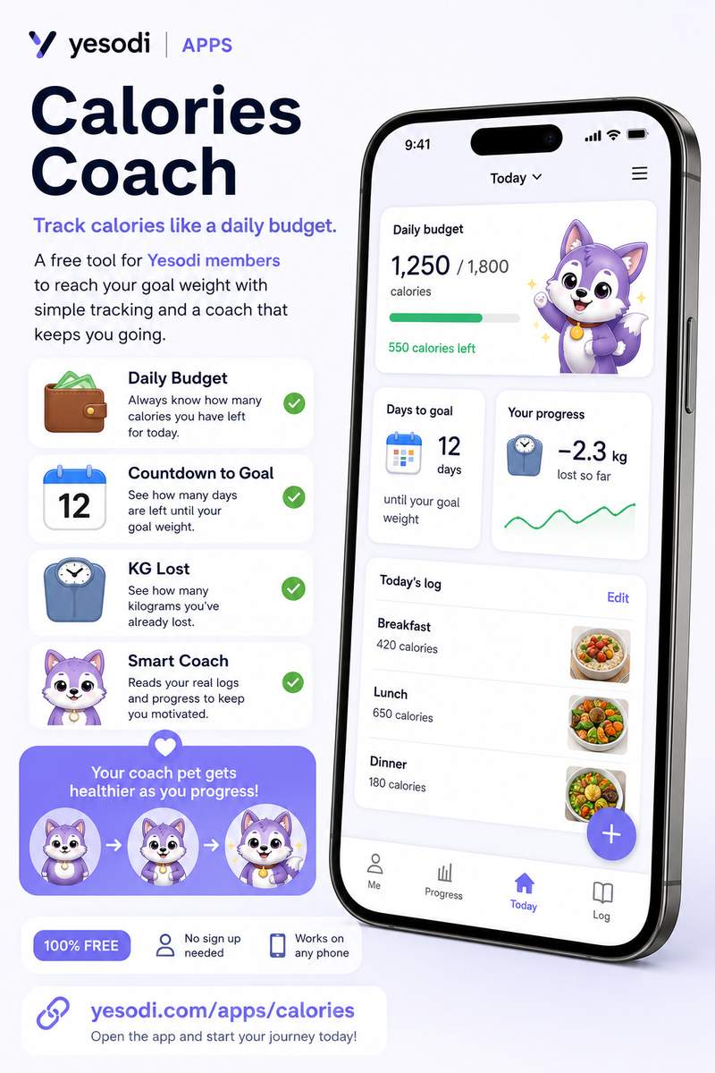 Meet Calories Coach, Free for Yesodi Members