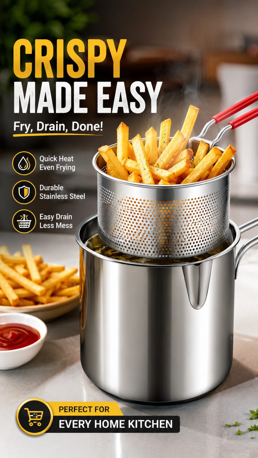 Deep fryer with strainer · 1.2L Deep Fryer Pot With Strainer… | Ms.Eve on YESODI