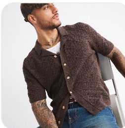 Crochet Style Button Through Sweater Polo | SuddethWorld | US