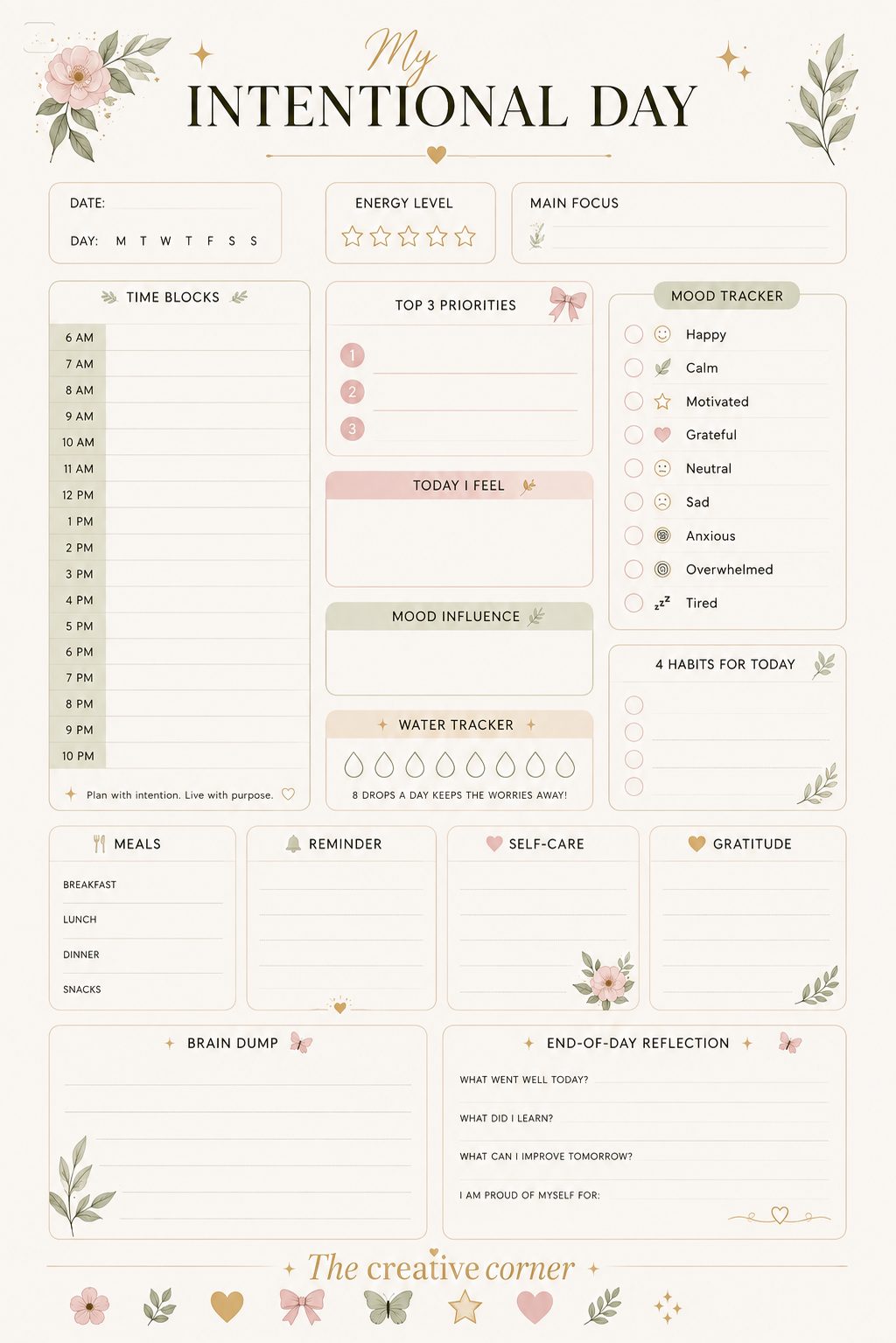 My Intentional Day Planner Template | Lifestyle | Ms.Eve | YESODI