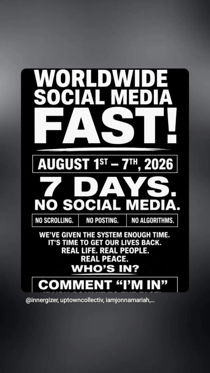 Promotional graphic for a digital detox campaign encouraging a week long break from social media