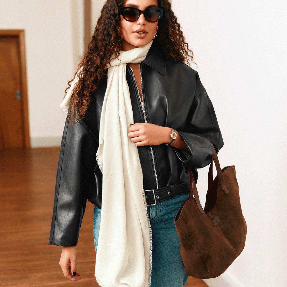 Effortless Layering: Black Leather and Cream | Fashion | Oriflame | YESODI
