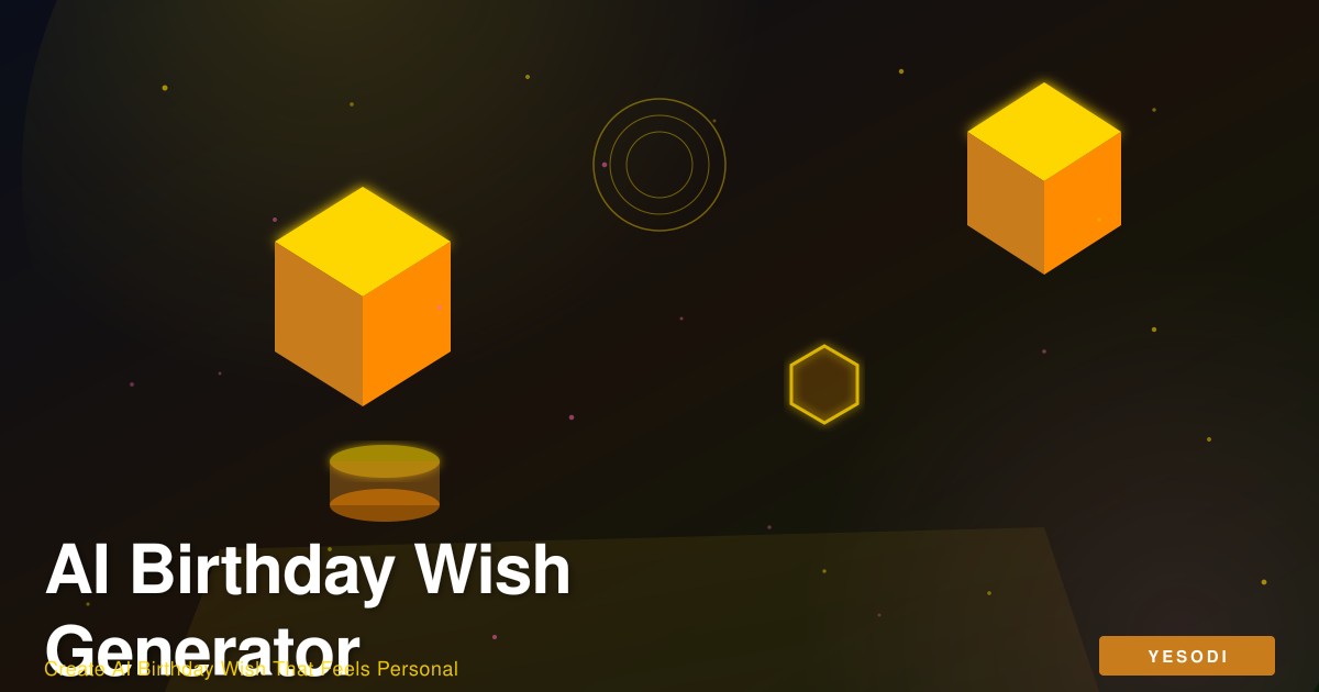 Screenshot of an AI Birthday Wish Generator tool interface with text input options for creating personalized birthday message