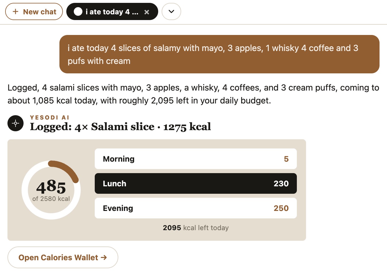 My Daily Calories Wallet on Yesodi | YESODI