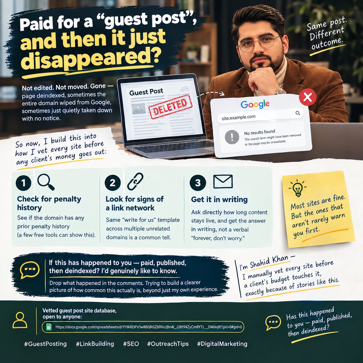 A computer screen displaying a blog post or article that appears to be fading or disappearing from view.
