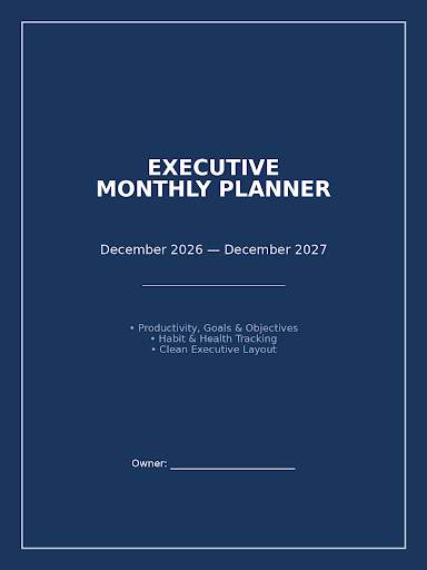 Executive Monthly Planner (2026–2027) · This digital planner… | Alexandra Ale on YESODI