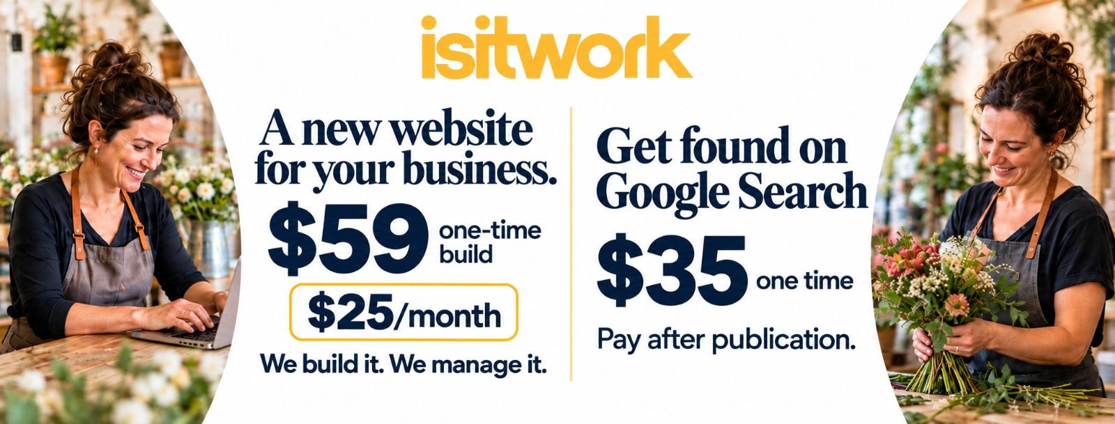 A website builder interface or dashboard displaying tools for creating a business website.