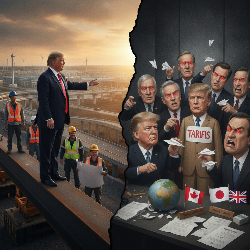 Trump Pivots to Infrastructure Play While Antagonizing Allies