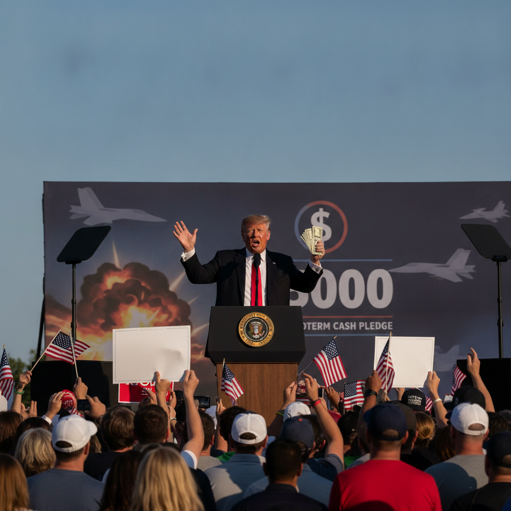 Trump bundles Iran war messaging with $5,000 midterm cash pledge