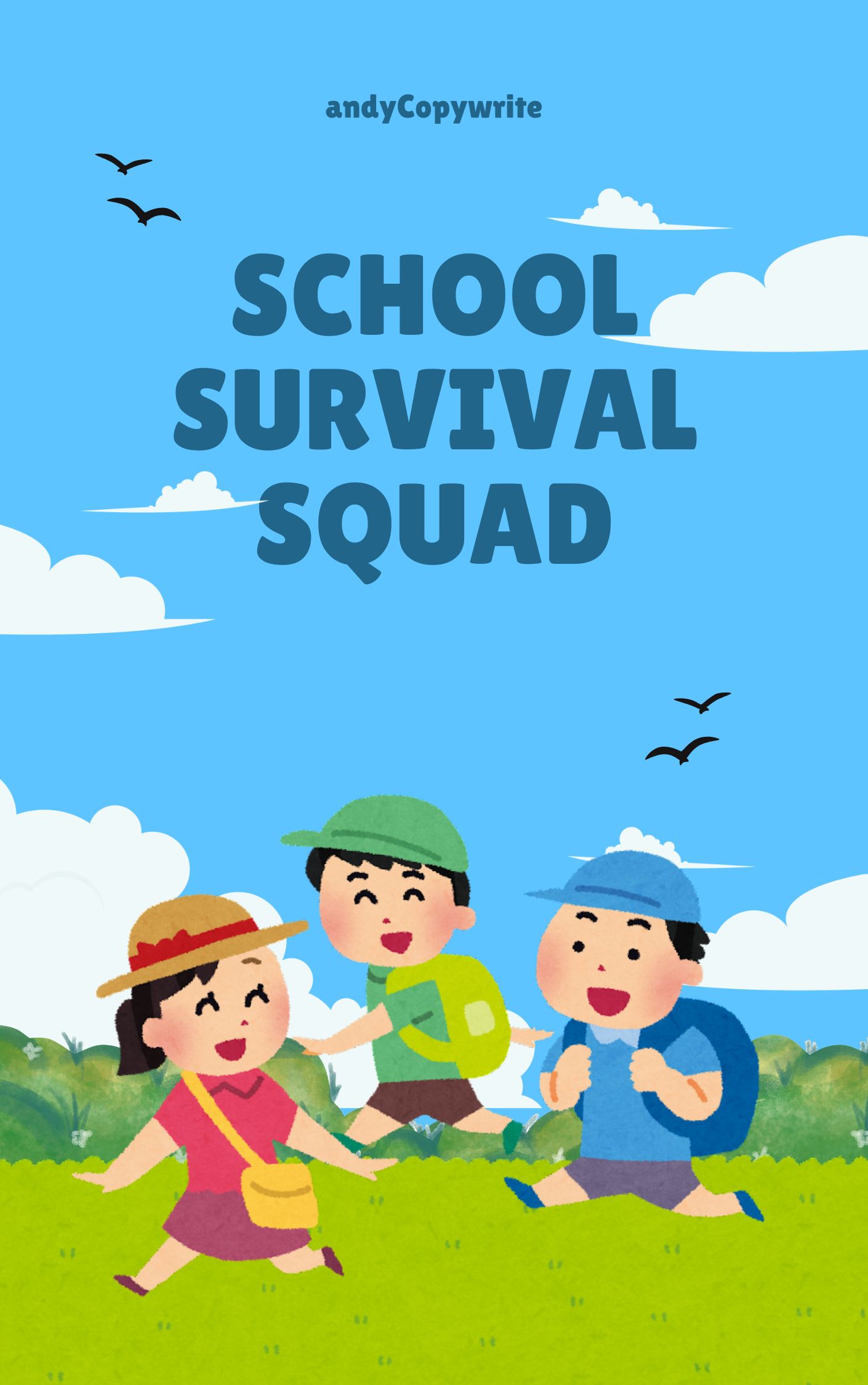 Colorful illustration of young students together celebrating school friendships and togetherness.